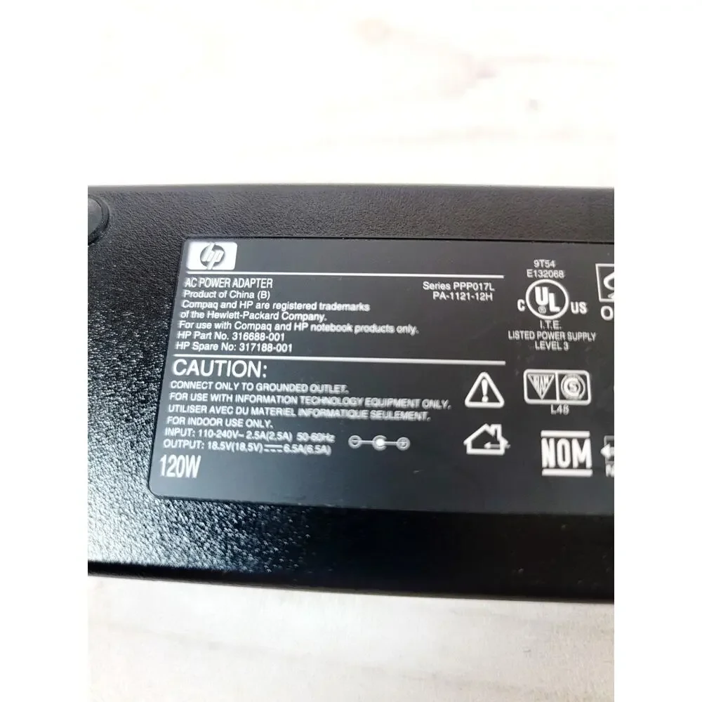 Genuine HP Compaq 120W AC Power Adapter PPP017L PPP017h 316688-001 317188-001
